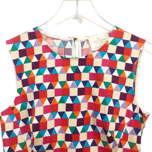 kate spade | Sleeveless Geometric Print Abbey Sheath Dress Size 4 Spring Summer - Picture 3 of 12